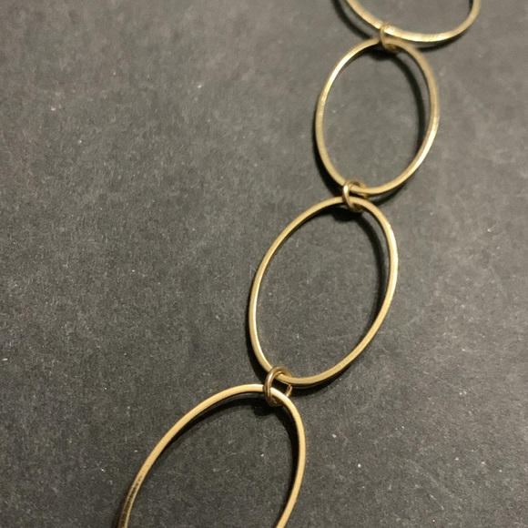 Gold circle & oval hoop necklace 28 inch - Picture 2 of 6
